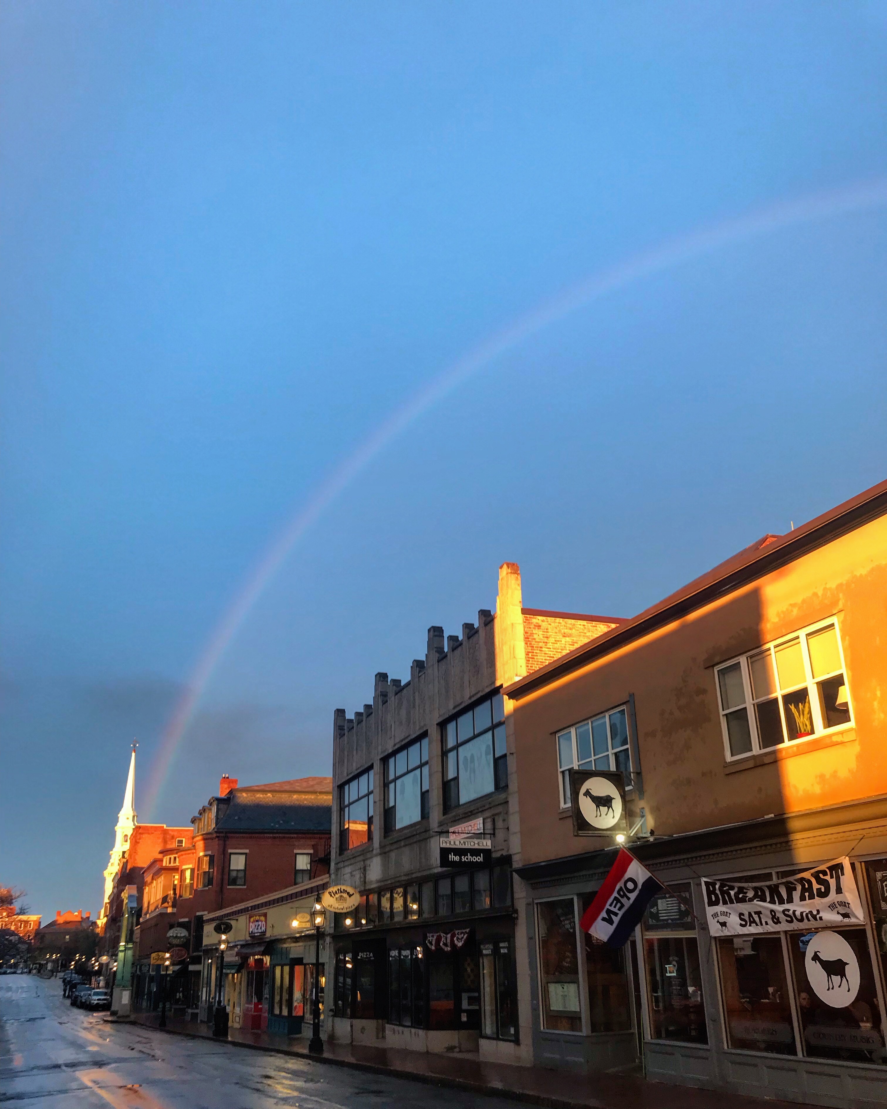Image of a rainbow outside of Portsmouth Flatbread