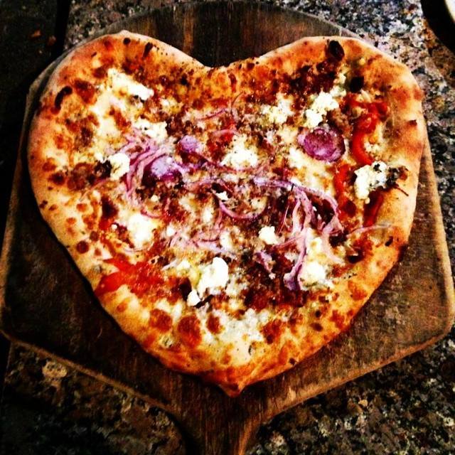 Pizza in the shape of a heart