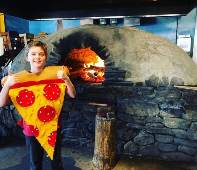 boy in pizza costume